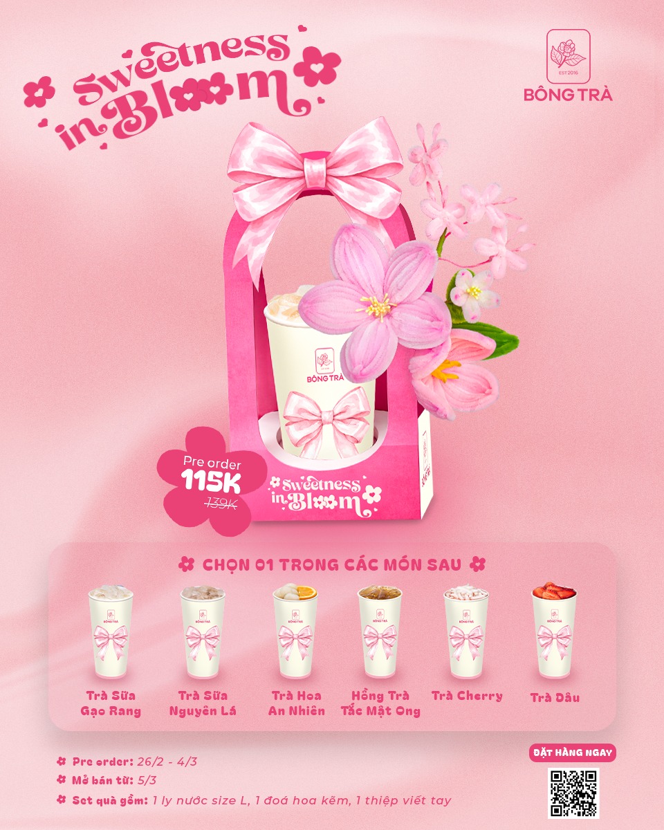 SWEETNESS IN BLOOM - SET HOA TR&Agrave; 8/3 TỪ B&Ocirc;NG TR&Agrave;