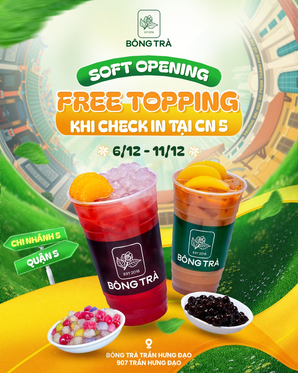 CHECK-IN 1 T&Iacute;, NHẬN TOPPING MIỄN PH&Iacute;!