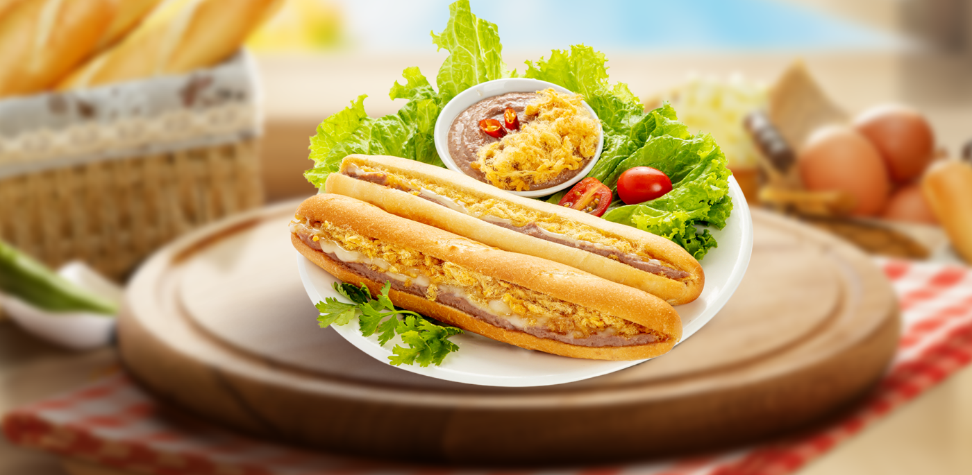 BÁNH MÌ QUE VỊ GÀ XÉ PHÔ MAI